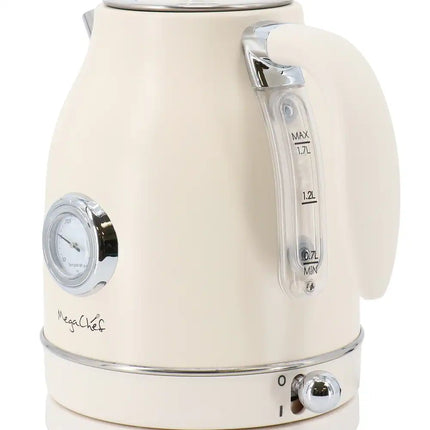 1.7 Quart Electric Tea Kettle & 2 Slice Toaster Combo Matt Cream Set
