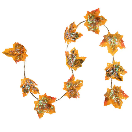 10-Pack LED Maple Leaf Micro Lights – Fall Harvest, 4ft Brown Wire