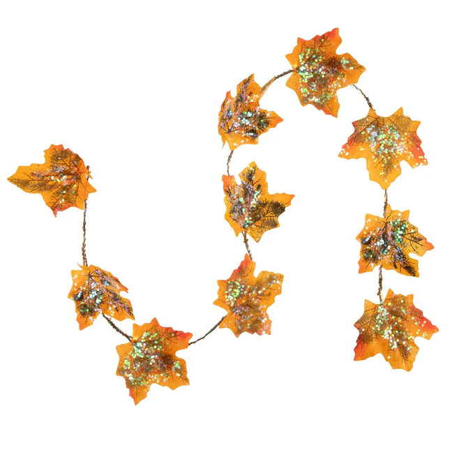 10-Pack LED Maple Leaf Micro Lights – Fall Harvest, 4ft Brown Wire