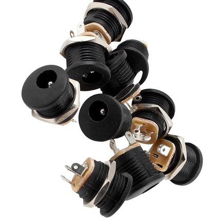 10 PCS 5.5x2.1mm DC Power Jack Socket, 3-Pin Panel Mount, Multicolor