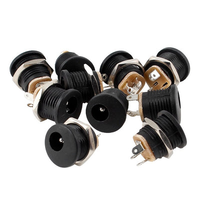 10 PCS 5.5x2.1mm DC Power Jack Socket, 3-Pin Panel Mount, Multicolor