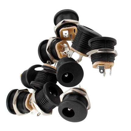 10 PCS 5.5x2.1mm DC Power Jack Socket, 3-Pin Panel Mount, Multicolor