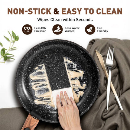 10-Piece Nonstick Cookware Set with Detachable Handle for Camping and RV Use