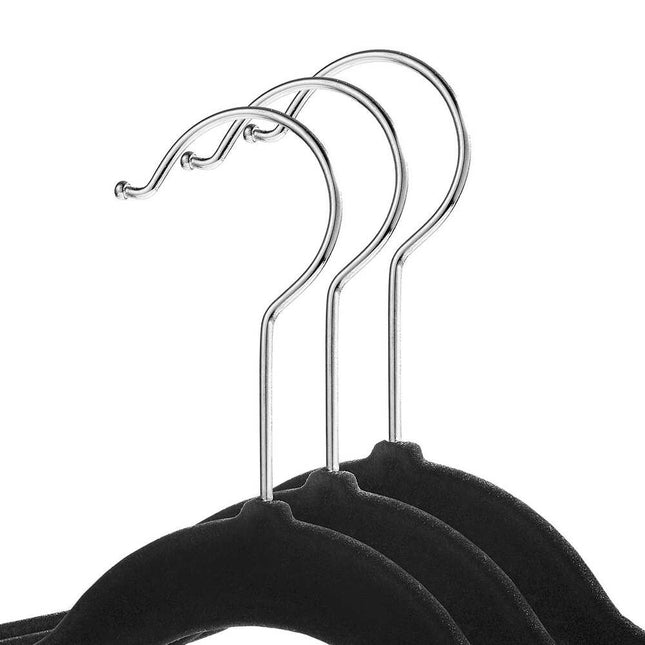 100-Pack 11" Velvet Baby Hangers - Non-Slip Kids Clothing Hangers - Black