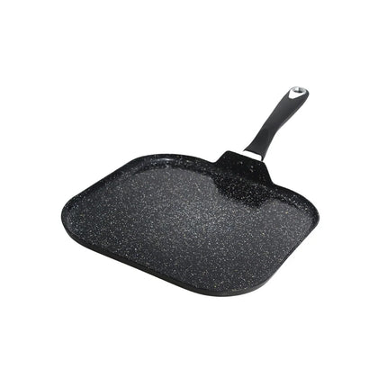 11" Bistro Aluminum Ceramic Square Griddle – Black Speckled, Cool Touch Handle