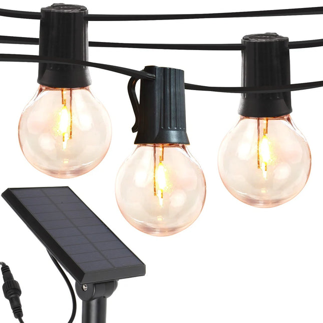 27 ft Ambience Pro Solar String Lights 12 LED G45 Bulbs 3000K Warm White