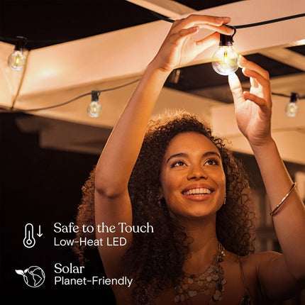 27 ft Ambience Pro Solar String Lights 12 LED G45 Bulbs 3000K Warm White