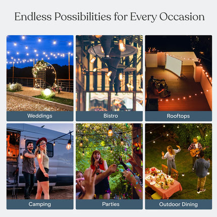 27 ft Ambience Pro Solar String Lights 12 LED G45 Bulbs 3000K Warm White