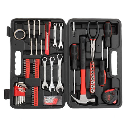 148 Piece Household Tool Set Red Complete Home Repair Tool Kit for DIY Use
