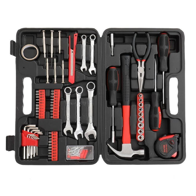 148 Piece Household Tool Set Red Complete Home Repair Tool Kit for DIY Use