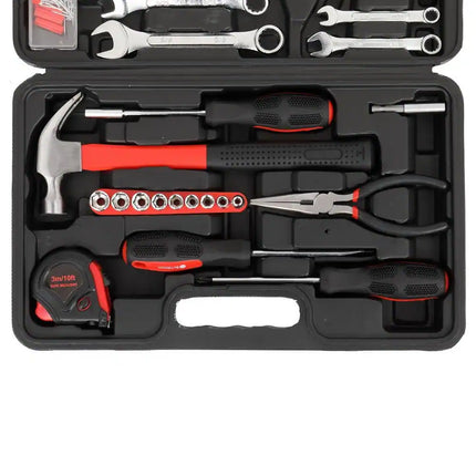 148 Piece Household Tool Set Red Complete Home Repair Tool Kit for DIY Use