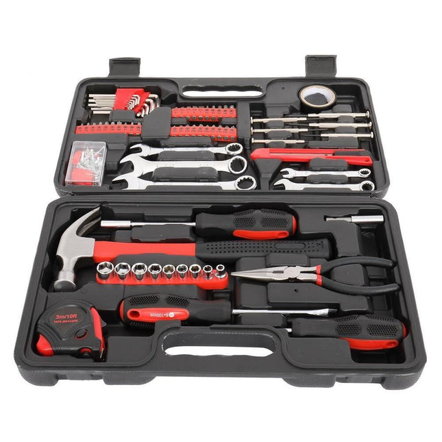 148 Piece Household Tool Set Red Complete Home Repair Tool Kit for DIY Use