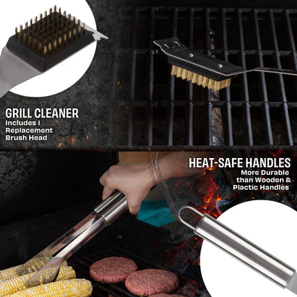 16-Piece BBQ Grill Accessories Set with Aluminum Case Home-Complete Kit