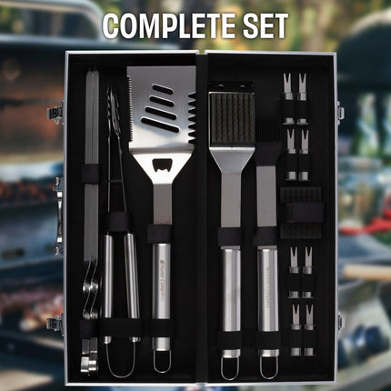 16-Piece BBQ Tool Kit – Grill Accessories Set with Aluminum Case