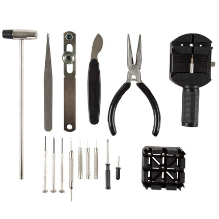 16-Piece Watch Repair Tool Kit – Plastic and Metal Watchmaker Tools