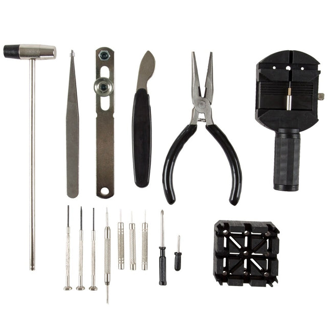 16-Piece Watch Repair Tool Kit – Plastic and Metal Watchmaker Tools