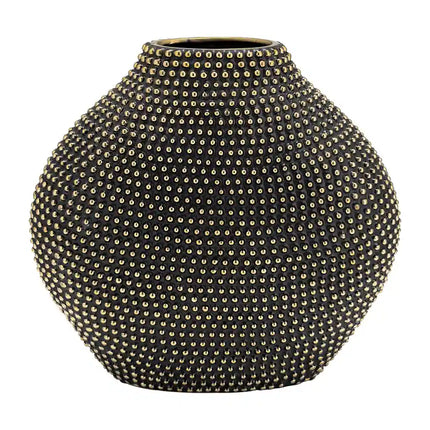 Contemporary Ceramic Beaded Vase 17x8x16 Black Decorative Table Accent