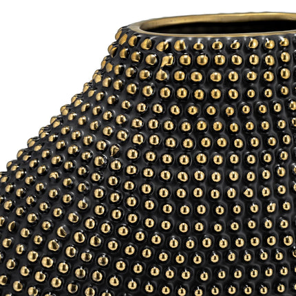 Contemporary Ceramic Beaded Vase 17x8x16 Black Decorative Table Accent