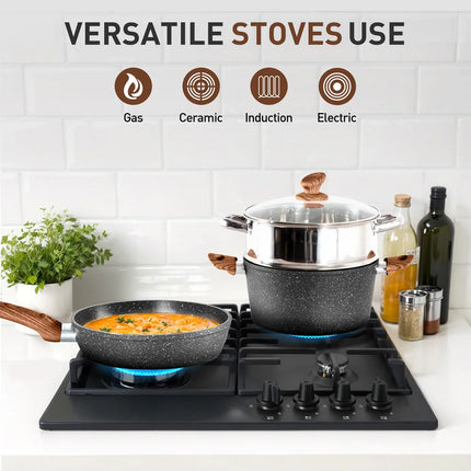 17-Piece Granite Cookware Set – Non-Stick Pots & Pans for Kitchen