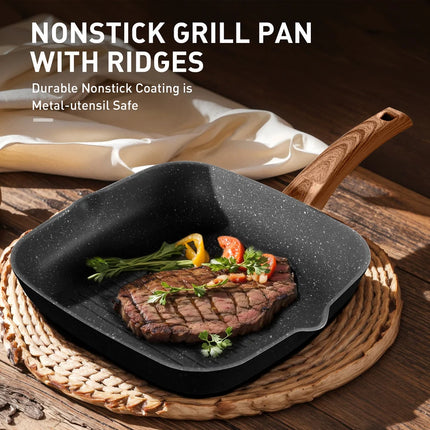 17-Piece Granite Cookware Set – Non-Stick Pots & Pans for Kitchen
