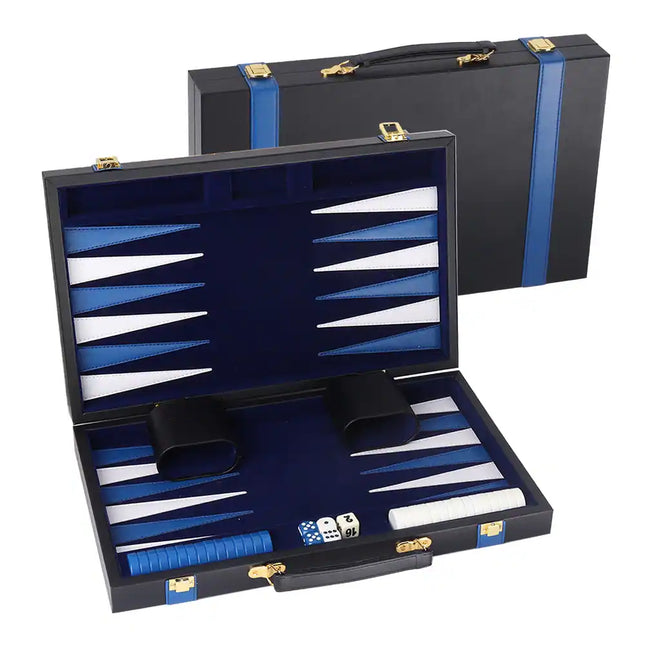22" Premium Leather Backgammon Board – Portable Folding Game Set