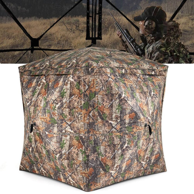Camouflage Hunting Blind Tent 2-3 Person with Magnetic Door