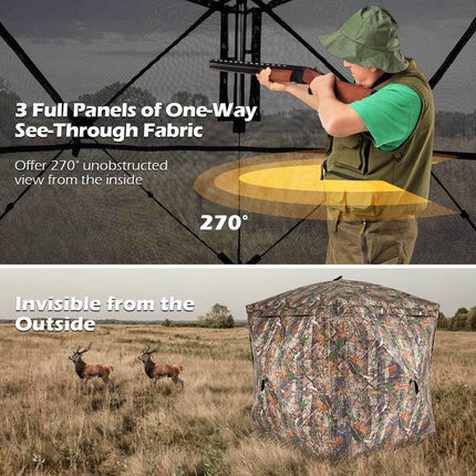 Camouflage Hunting Blind Tent 2-3 Person with Magnetic Door