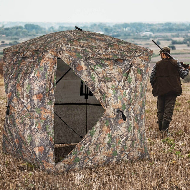 Camouflage Hunting Blind Tent 2-3 Person with Magnetic Door