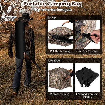 Camouflage Hunting Blind Tent 2-3 Person with Magnetic Door
