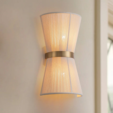 2-Light Modern Boho Ivory Rope Fabric Flush Mount Wall Sconce Up & Down Lighting