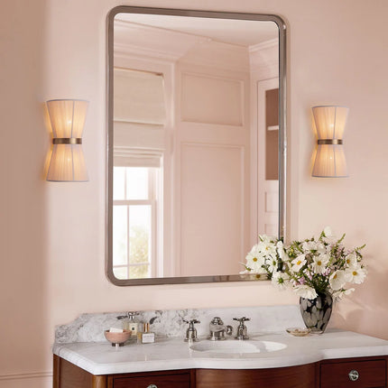 2-Light Modern Boho Ivory Rope Fabric Flush Mount Wall Sconce Up & Down Lighting