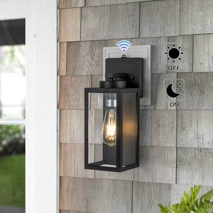 2 Pack Matte Black Outdoor Wall Lights Dusk to Dawn Auto Sensor Lamps