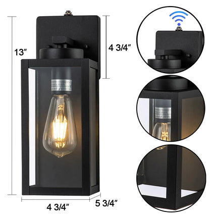 2 Pack Matte Black Outdoor Wall Lights Dusk to Dawn Auto Sensor Lamps