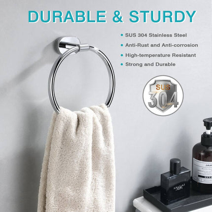2 Pack 6.5 Inch Towel Ring Rustproof Hand Towel Holder Bathroom Wall Mount