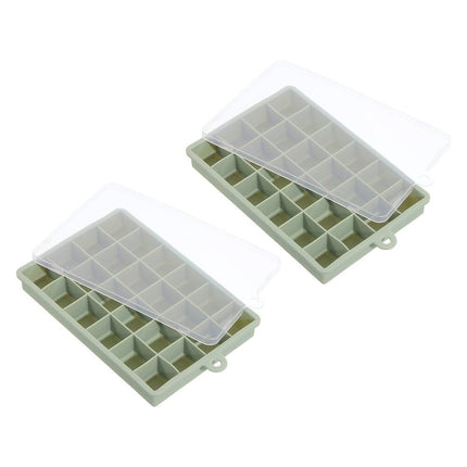 2-Pack Silicone Ice Cube Trays with Lid – 24 Cubes Each, Freezer Safe