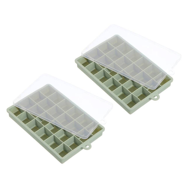 2-Pack Silicone Ice Cube Trays with Lid – 24 Cubes Each, Freezer Safe