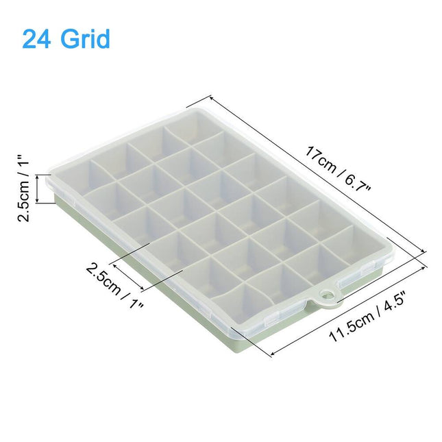 2-Pack Silicone Ice Cube Trays with Lid – 24 Cubes Each, Freezer Safe