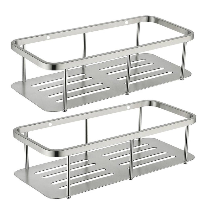 2 Pack Stainless Steel Bathroom Organizer Basket Shower Caddy Set