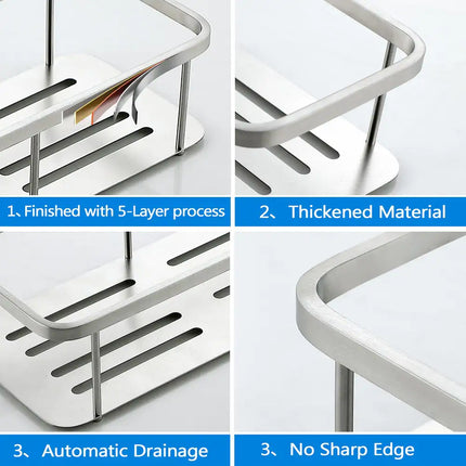 2 Pack Stainless Steel Bathroom Organizer Basket Shower Caddy Set