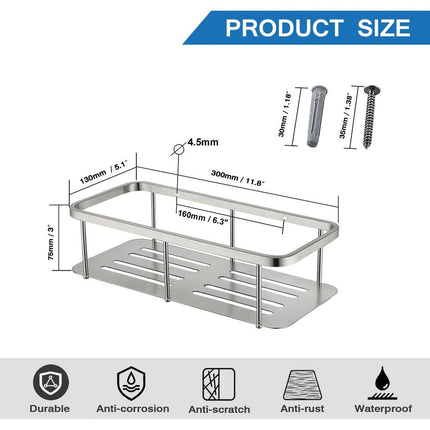 2 Pack Stainless Steel Bathroom Organizer Basket Shower Caddy Set