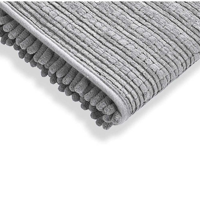 2 Piece Light Grey Chenille Bath Mat Set 24x16 and 32x20 Inch Soft Plush Bathroom Rugs