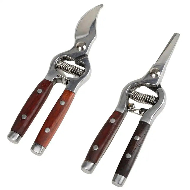 2-Piece Wood & Steel Pruning Shears Set – 8x20cm Garden Clippers