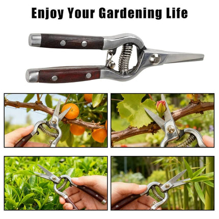 2-Piece Wood & Steel Pruning Shears Set – 8x20cm Garden Clippers