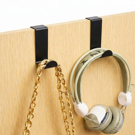 2-Pack Stainless Steel Over-the-Door Hooks – Space Saver Organizer