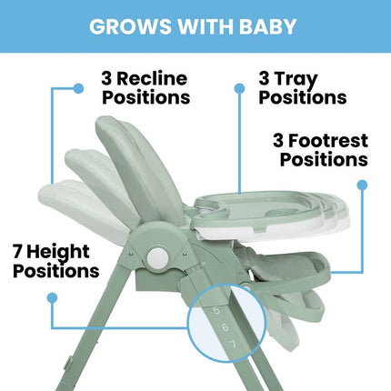 2-in-1 SlimFold High Chair – Adjustable for Babies & Toddlers, 9'6" x 13'6"