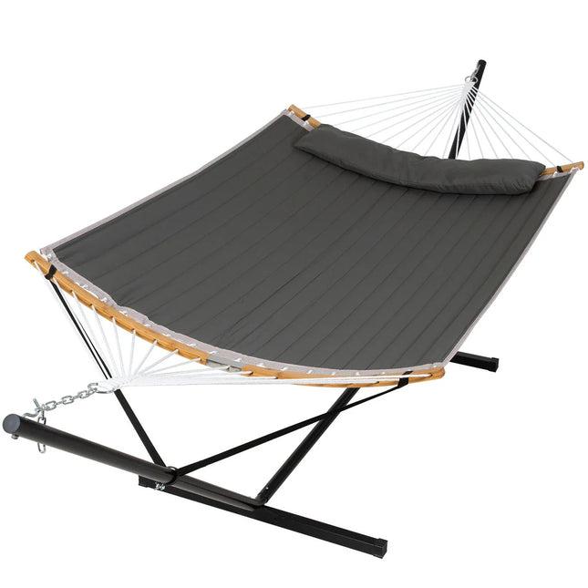 2-Person Outdoor Hammock with Stand and Pillow Heavy Duty Portable Swing