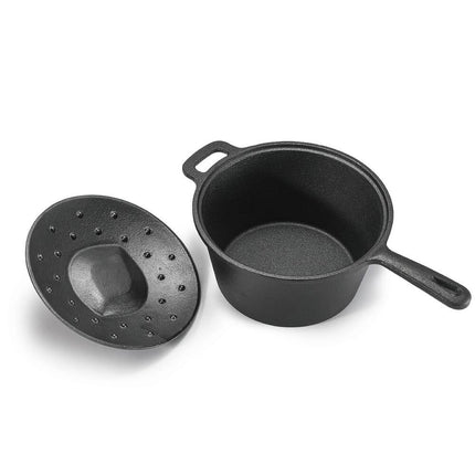 2.0 Qt Cast Iron Saucepan with Lid Heavy Duty Kitchen Cookware Pot