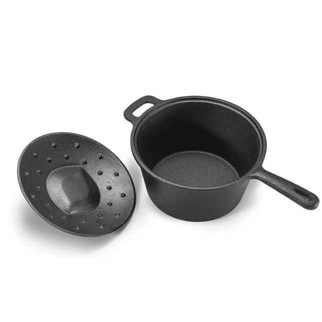 2.0 Qt Cast Iron Saucepan with Lid Heavy Duty Kitchen Cookware Pot