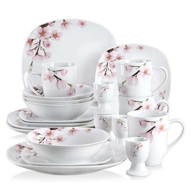 20-Piece White Porcelain Dinnerware Set – Service for 4