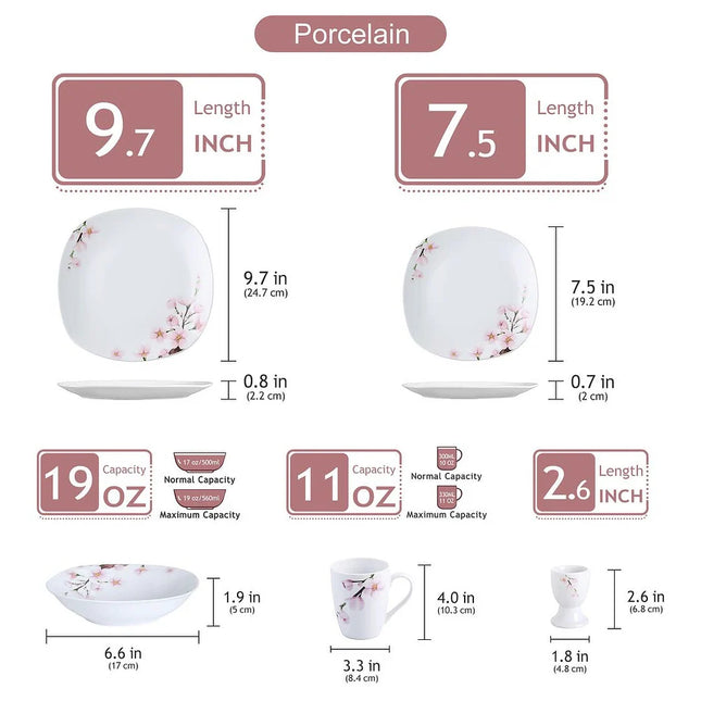 20-Piece White Porcelain Dinnerware Set – Service for 4